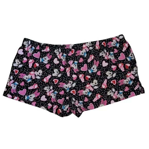 Disney‎ Minnie Mickey Mouse Pajama Shorts Womens Sz M Black Ice Cream Sundae PJs - Picture 3 of 4